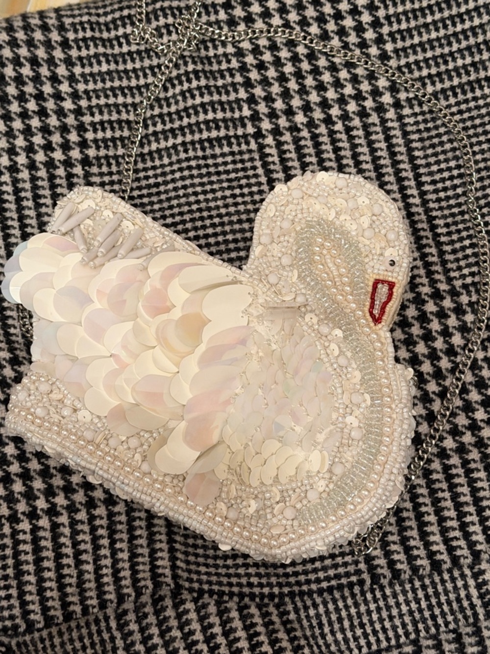 Swan beaded purse